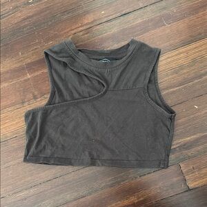 Cider Brown Asymmetrical Cut Out Muscle Tee